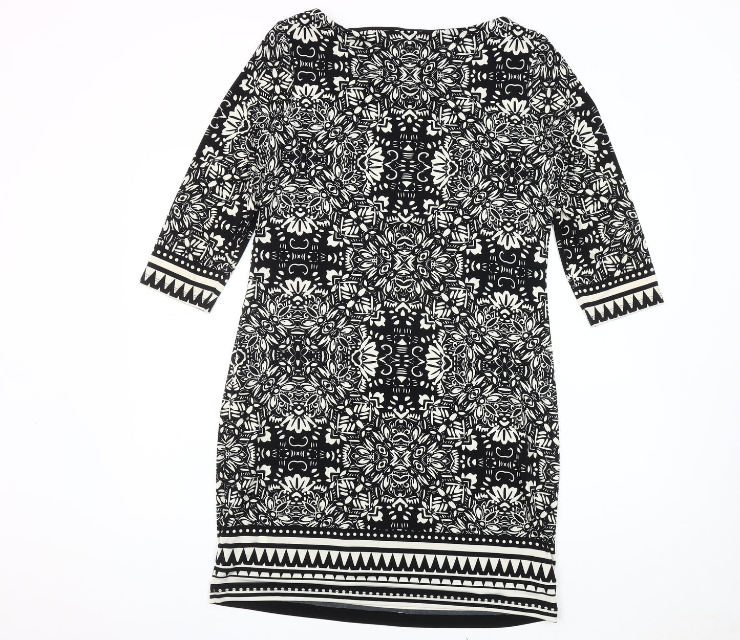 Wallis Women's Black Geometric Sheath Dress Size 12