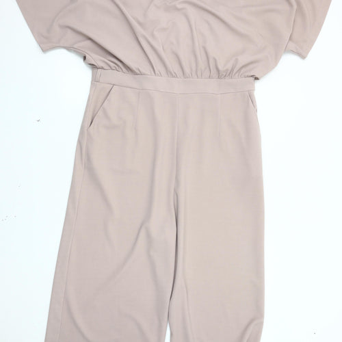 AX Paris Women's Beige Jumpsuit, Size 16, Wide-Leg, Casual