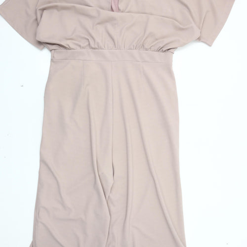 AX Paris Women's Beige Jumpsuit, Size 16, Wide-Leg, Casual