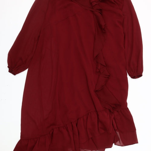 Marks and Spencer Red Ruffle Long Dress - Women Size 8