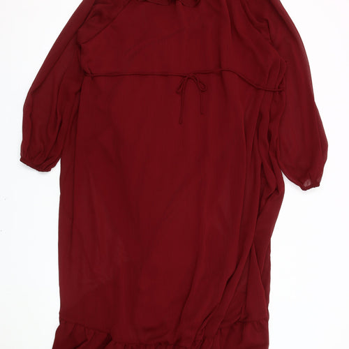 Marks and Spencer Red Ruffle Long Dress - Women Size 8