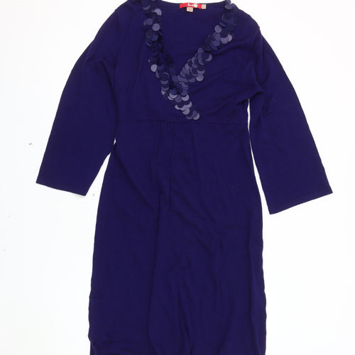 Boden Women's Blue V-Neck Sequin Dress Size 12