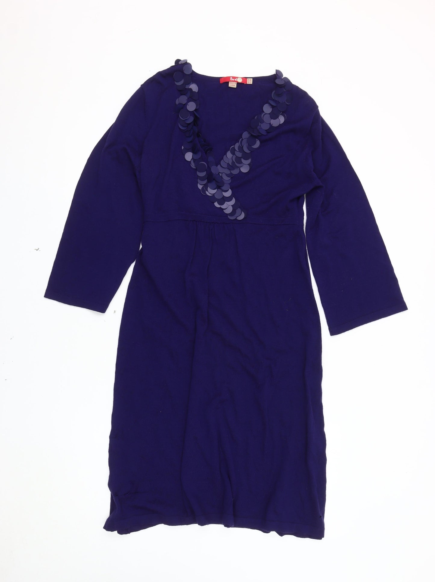 Boden Women's Blue V-Neck Sequin Dress Size 12