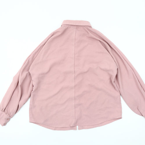 boohoo Women's Pink Button-Up Shirt, Size 6, Classic Style