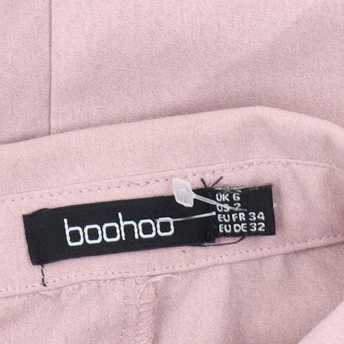 boohoo Women's Pink Button-Up Shirt, Size 6, Classic Style