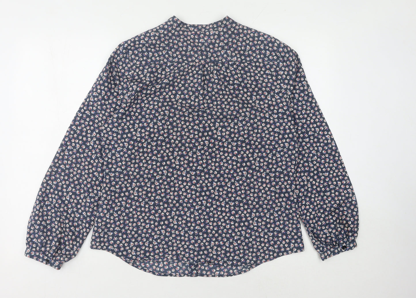 Marks and Spencer Women's Blue Floral Button-Up Shirt