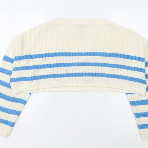 Zara Women's Ivory Striped Pullover Jumper S