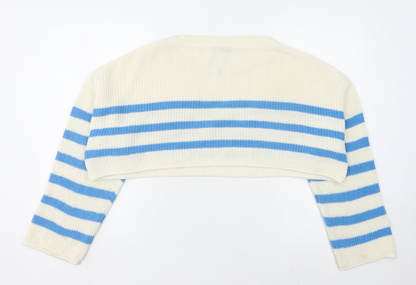 Zara Women's Ivory Striped Pullover Jumper S