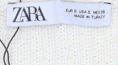 Zara Women's Ivory Striped Pullover Jumper S