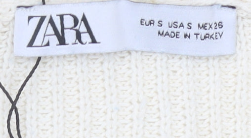 Zara Women's Ivory Striped Pullover Jumper S
