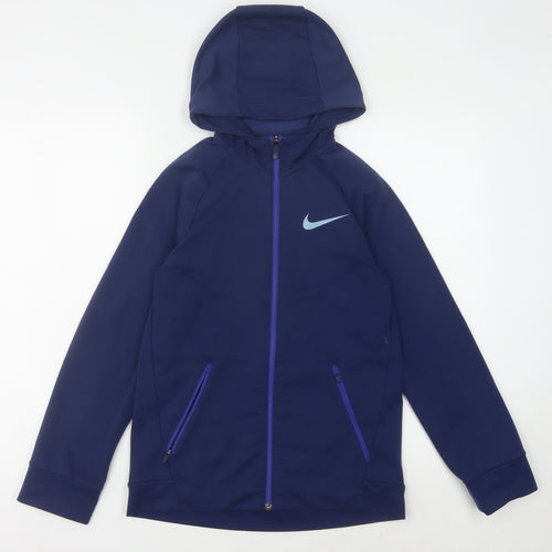 Nike Boys Blue Full Zip Hoodie, Size L, Activewear Essential