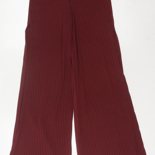 New Look Women's Red Wide-Leg Striped Trousers Size 6