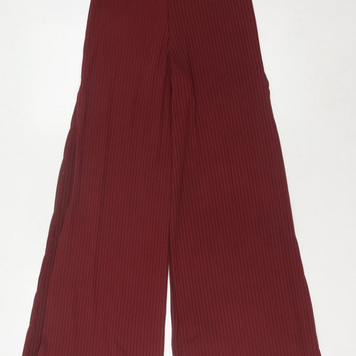 New Look Women's Red Wide-Leg Striped Trousers Size 6