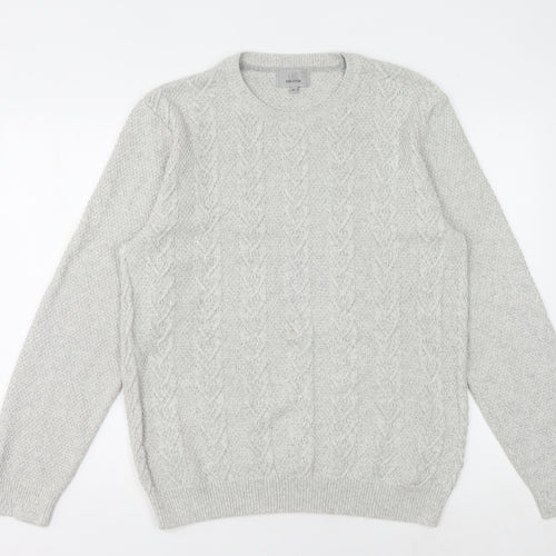 Marks and Spencer Men's Grey Cable-Knit XL Pullover