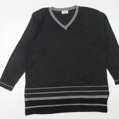 C&A Women's Grey V-Neck Pullover Jumper Size 14