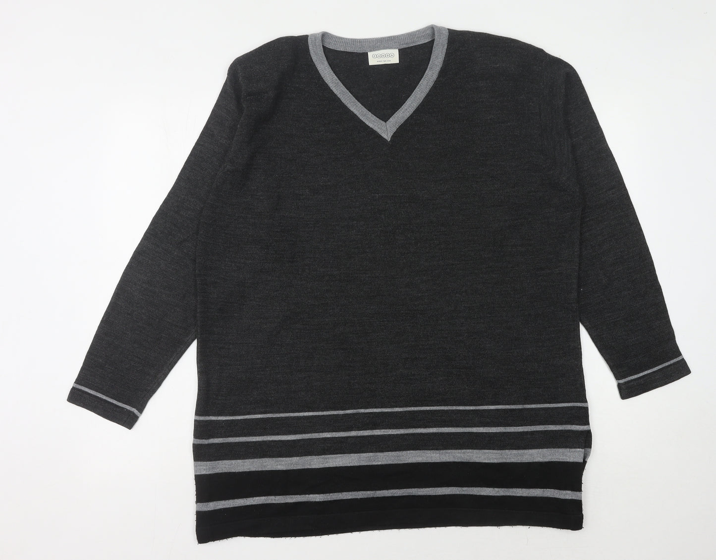 C&A Women's Grey V-Neck Pullover Jumper Size 14