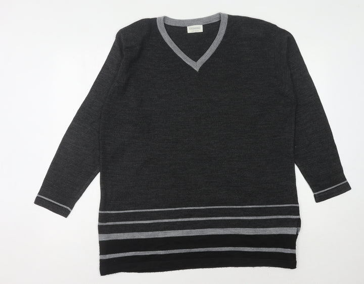 C&A Women's Grey V-Neck Pullover Jumper Size 14