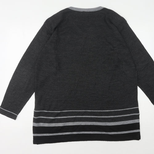 C&A Women's Grey V-Neck Pullover Jumper Size 14