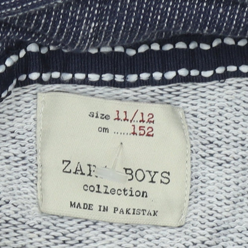 Zara Boys Blue Pullover Hoodie 11-12 Years - Casual City Style