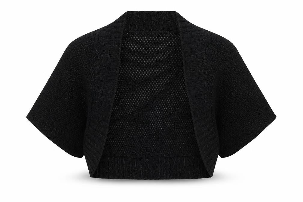 Front view of Next Women's Black Chunky-Knit Shrug XL