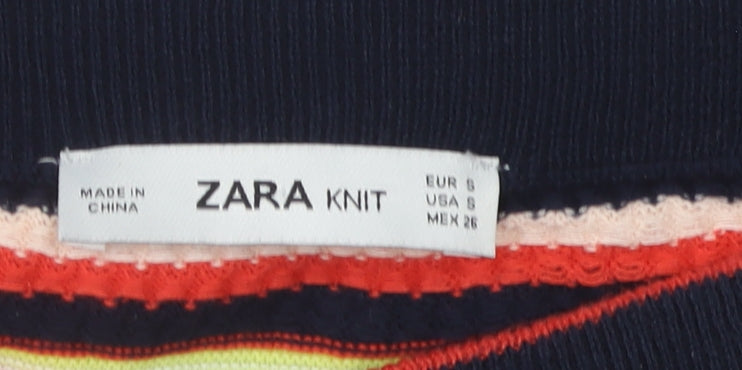 Zara Womens Multicoloured Striped Knit Skirt Size 8