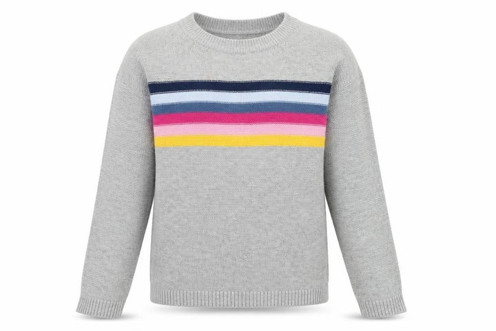 John Lewis Women's Grey Striped Pullover Jumper Size 8