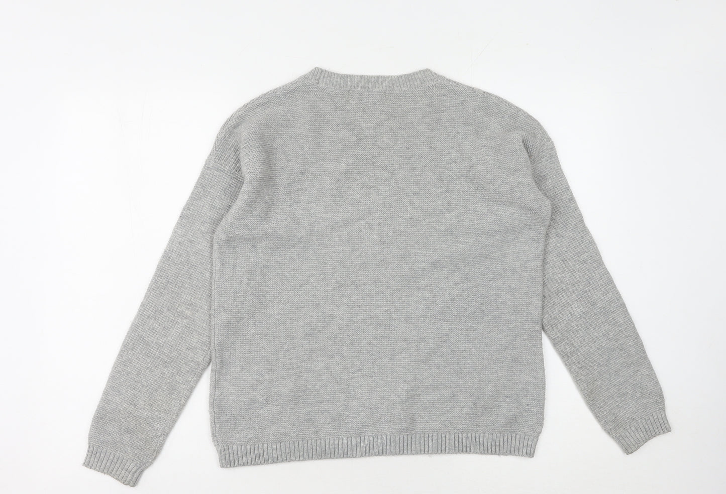 John Lewis Women's Grey Striped Pullover Jumper Size 8
