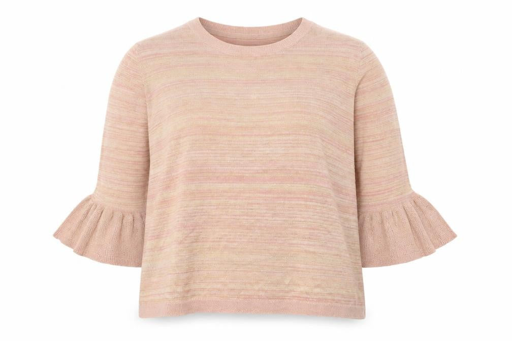 Front view of Marks & Spencer Women's Pink Striped jumper UK 20