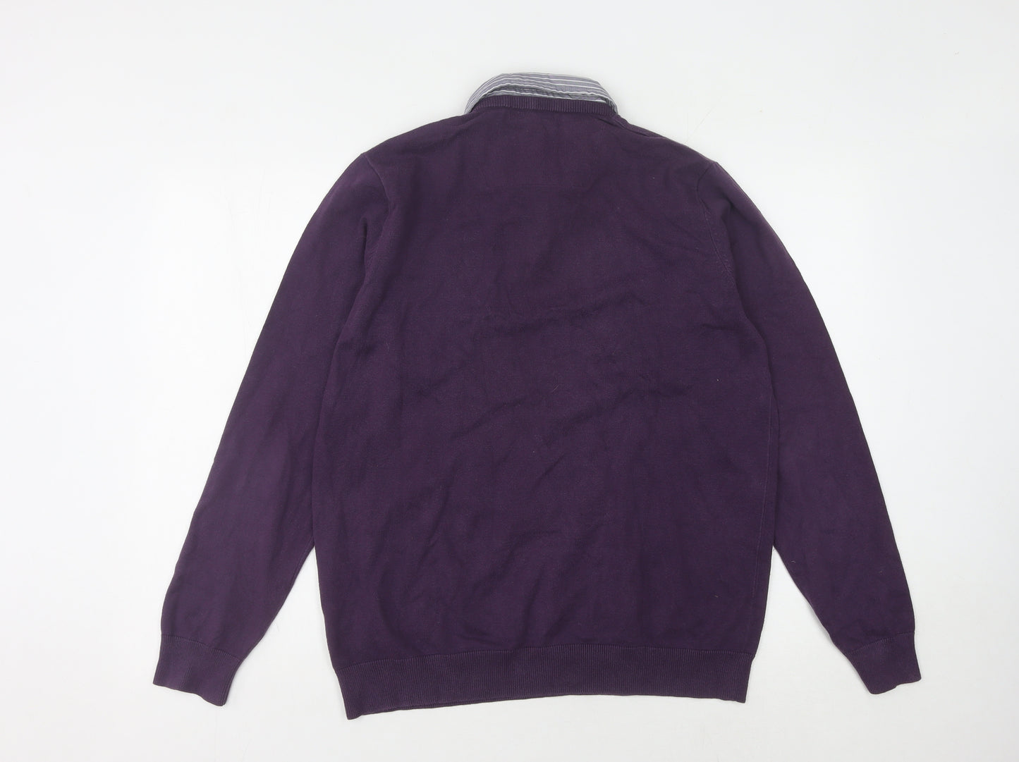 Marks and Spencer Men’s Purple V-Neck Jumper M