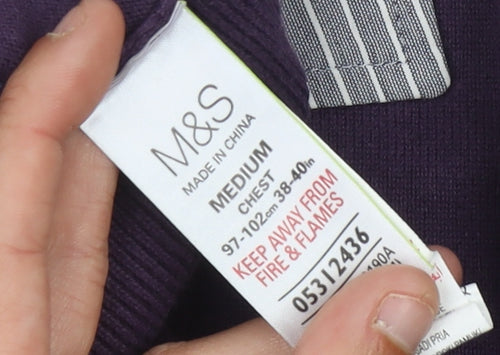 Marks and Spencer Men’s Purple V-Neck Jumper M