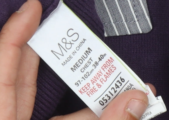 Marks and Spencer Men’s Purple V-Neck Jumper M