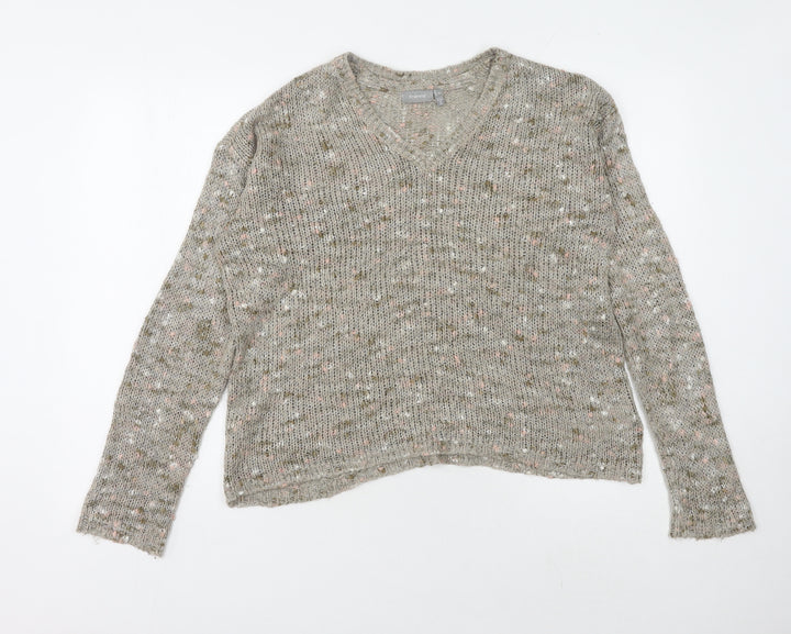 Fransa Women's Grey V-Neck Knit Jumper M