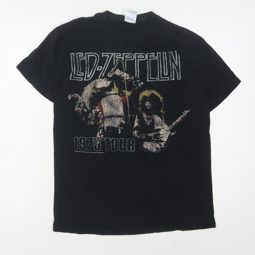 Led Zeppelin Unisex Black 1975 Tour T-Shirt, Music Graphic, S