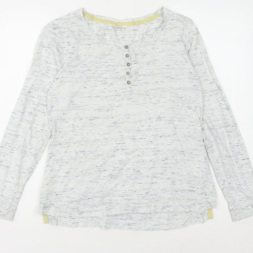 White Stuff Women's Grey Henley Long Sleeve T-Shirt
