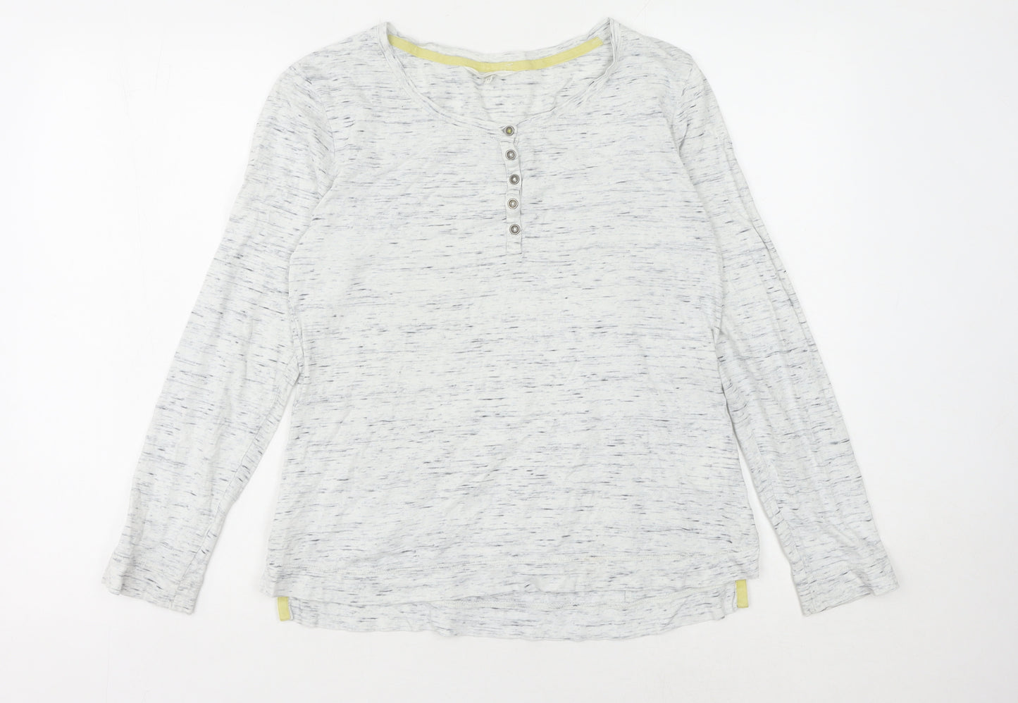 White Stuff Women's Grey Henley Long Sleeve T-Shirt