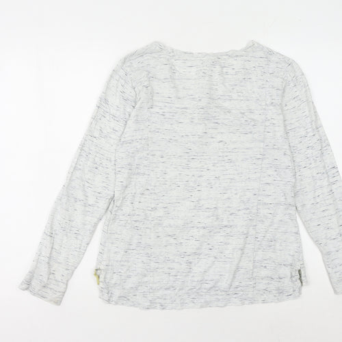 White Stuff Women's Grey Henley Long Sleeve T-Shirt