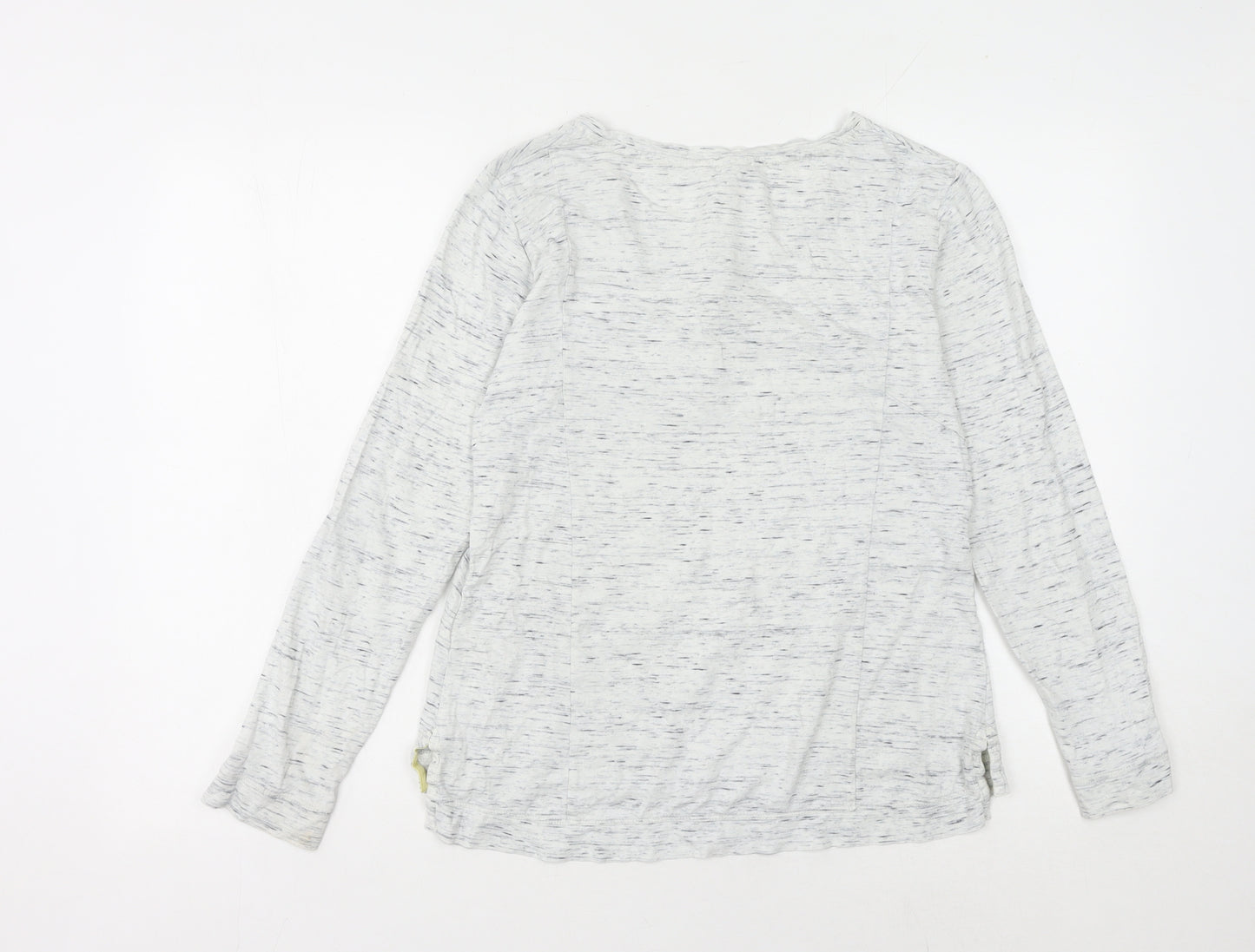 White Stuff Women's Grey Henley Long Sleeve T-Shirt