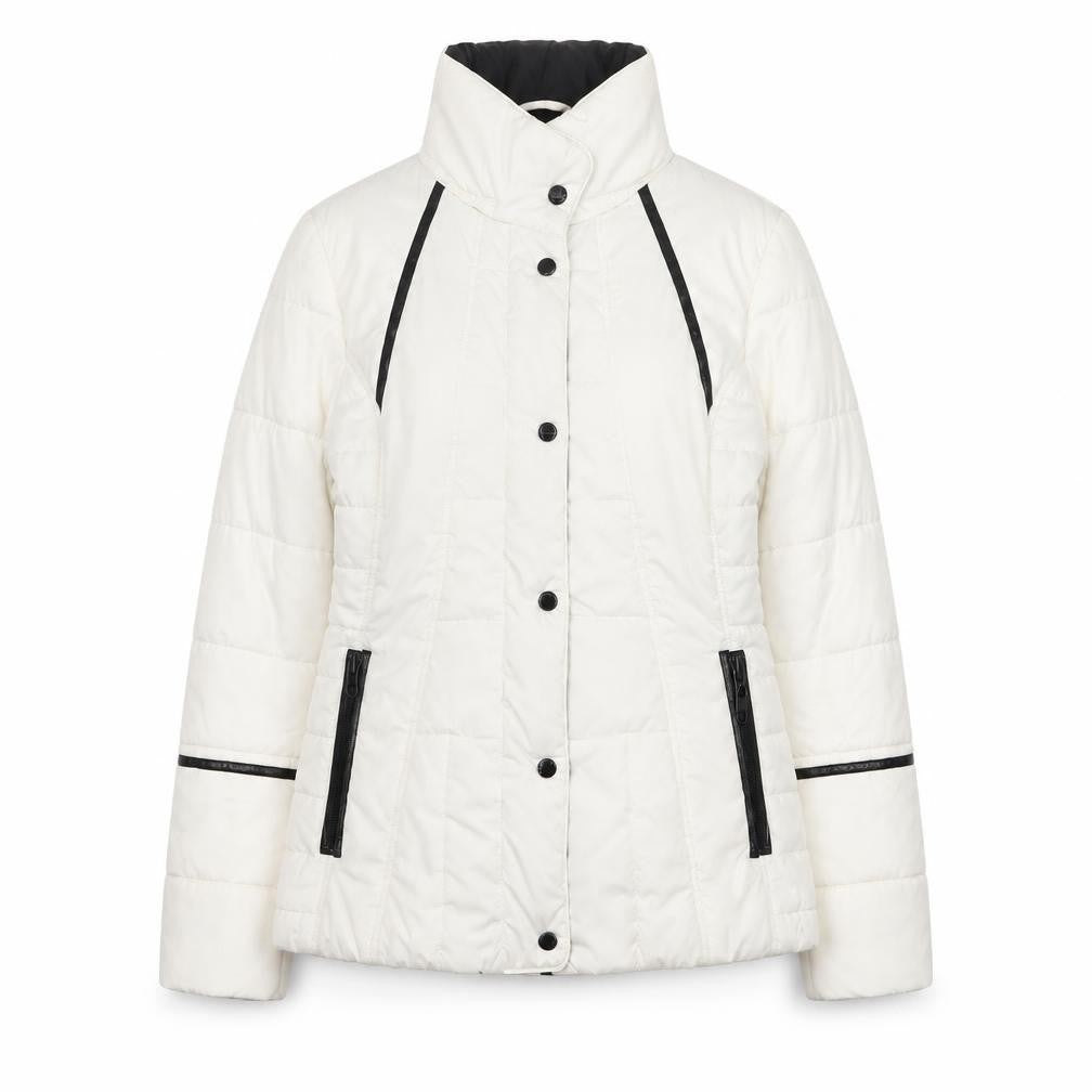 Front view of Lakeland Women's White Puffer Jacket, Regular Fit