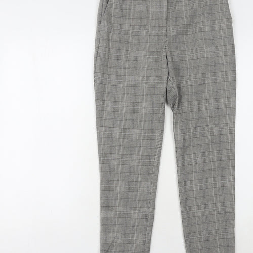 H&M Women's Grey Check Trousers Size 8