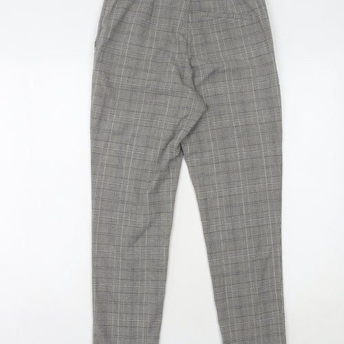 H&M Women's Grey Check Trousers Size 8