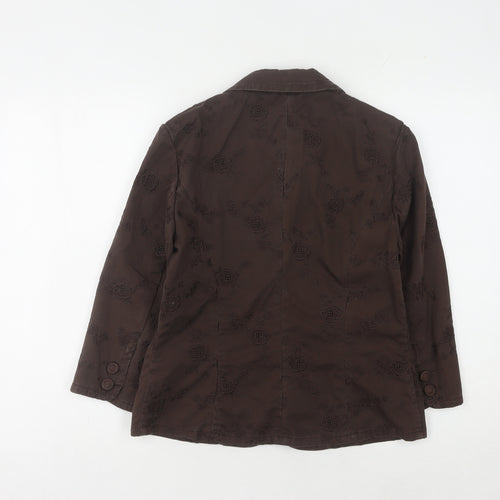 Next Women's Brown Blazer Size 10 Notch Lapel 100% Cotton