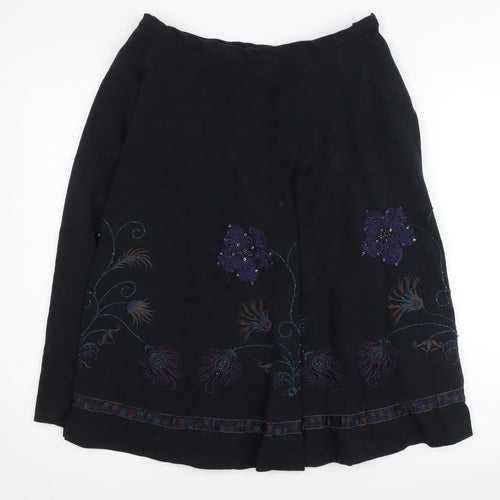 Eci New York Women's Black Embroidered Skirt Size 8