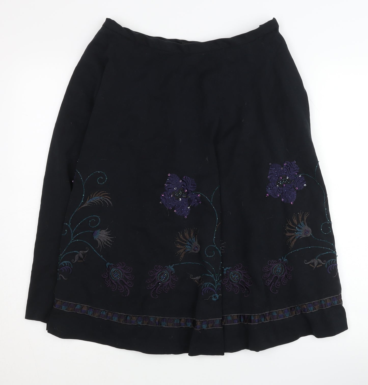 Eci New York Women's Black Embroidered Skirt Size 8