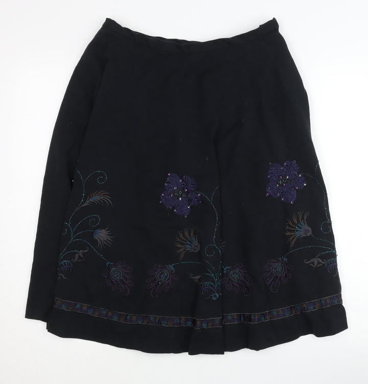 Eci New York Women's Black Embroidered Skirt Size 8