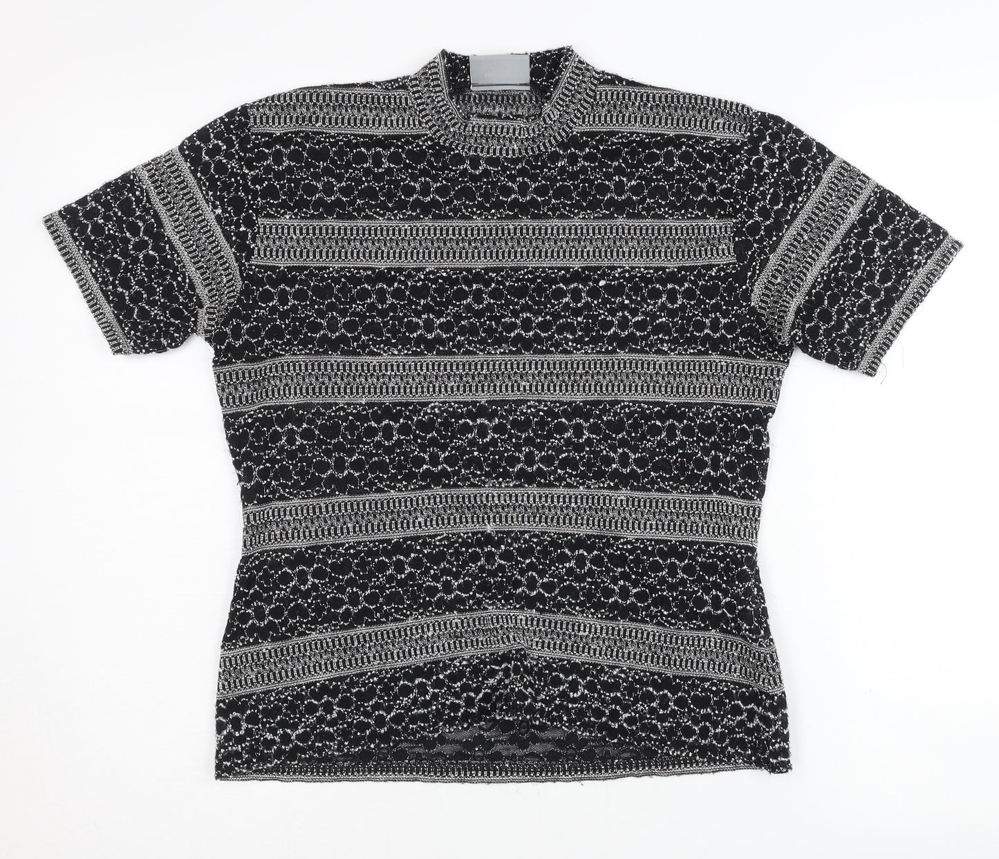 Wallis Women's Black Geometric Mock Neck Top, Size 14
