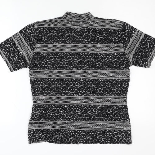 Wallis Women's Black Geometric Mock Neck Top, Size 14
