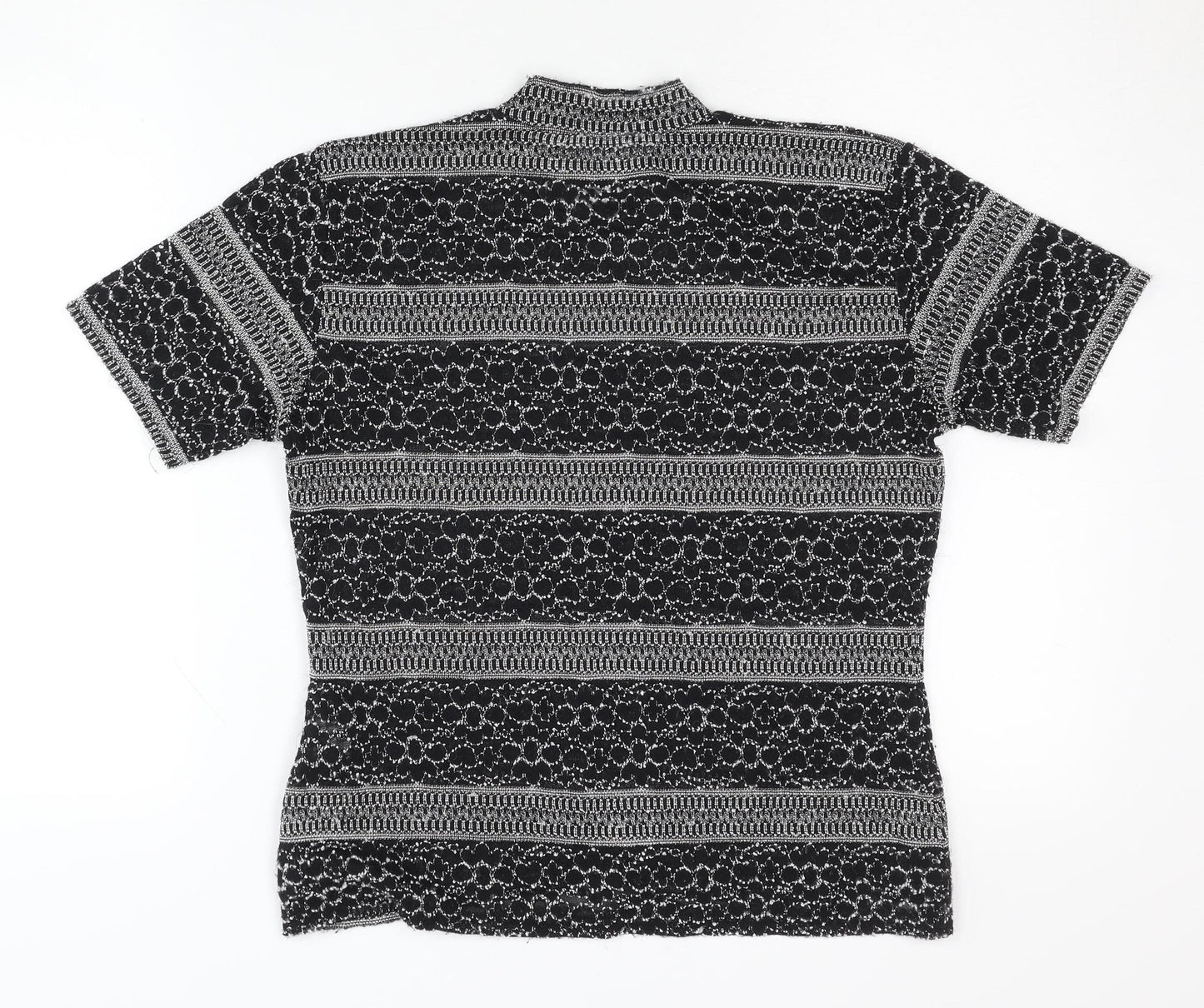 Wallis Women's Black Geometric Mock Neck Top, Size 14