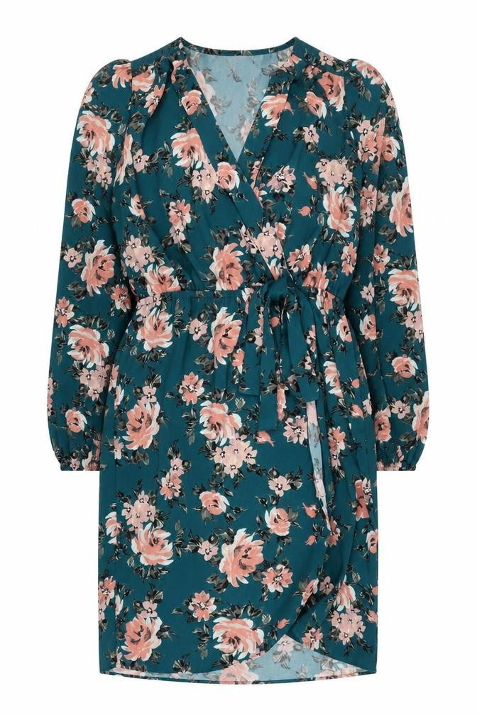 Front view of Apricot Women's Floral Wrap Dress Multicolour, size 10