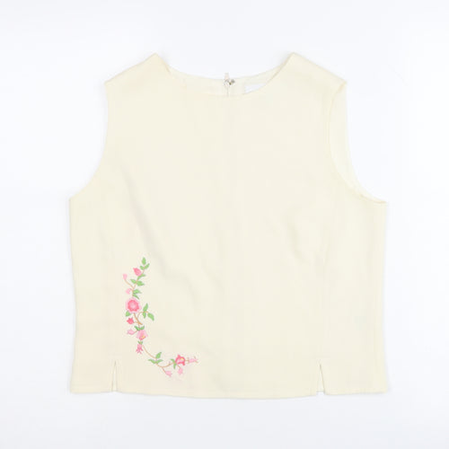 Next Women Ivory Embroidered Sleeveless Blouse UK 10