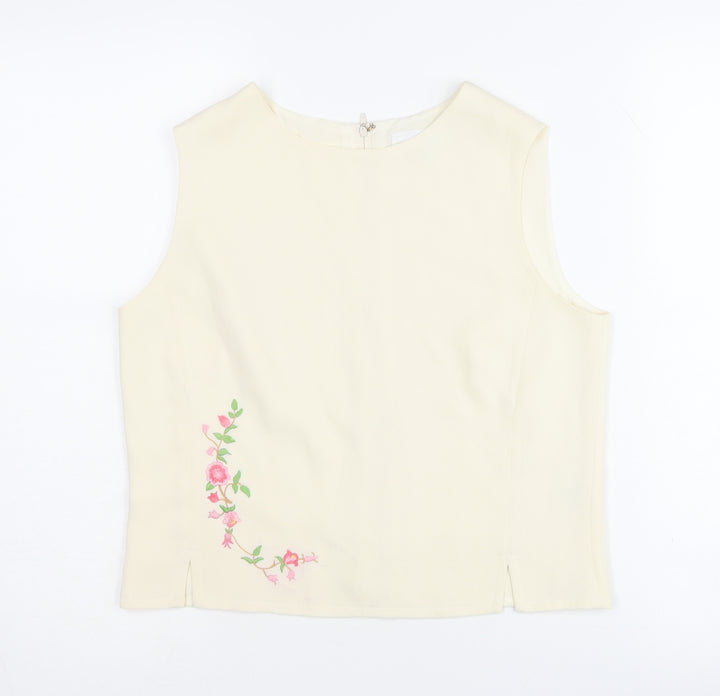 Next Women Ivory Embroidered Sleeveless Blouse UK 10